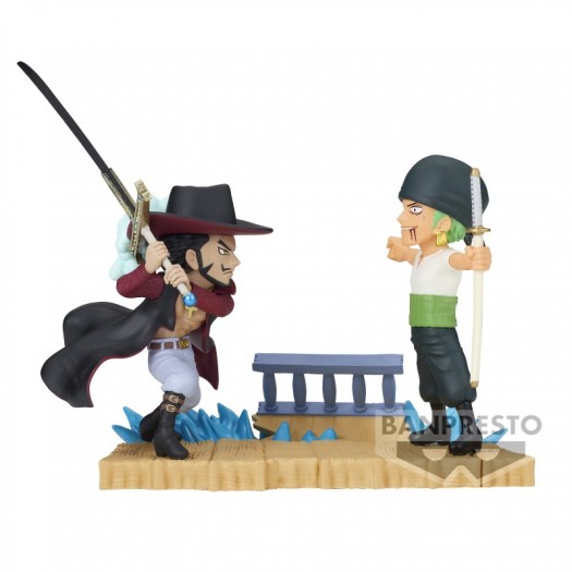 One Piece - World Collectable Figure Log Stories Roronoa Zoro VS Dracule Mihawk 7cm